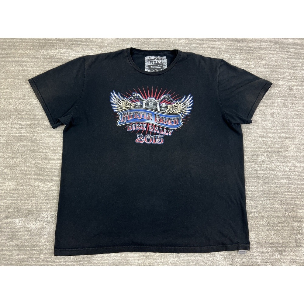 Loomstate‎ T-Shirt Mens XL Black Myrtle Beach Bike Rally 2015 Graphic Cotton